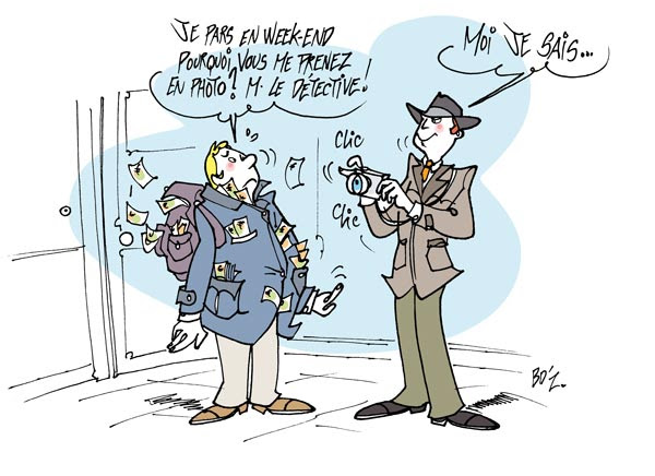 Un détective prend en photo un homme qui part en week-end