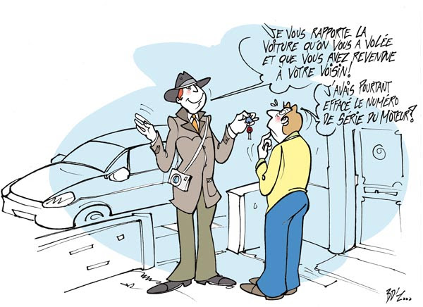 Un détective ramène les clés d'une voiture volé, finalement vendu à un voisin